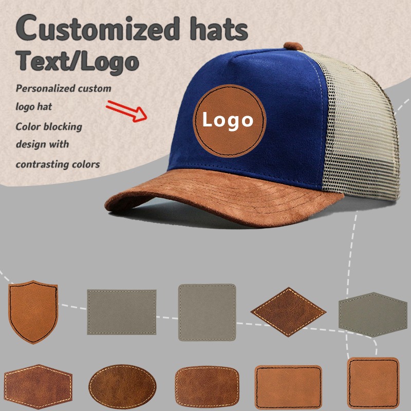 Trucker Cap Mesh - Etiqueta de cuero Logotipo personalizado Gorra